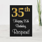 Carte 35e anniversaire ~ Elégant Luxueux Faux Gold Look  (Devant)