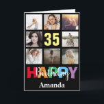 Carte 35e anniversaire heureux Collage photo moderne noi<br><div class="desc">35th Happy Birthday Photo Collage Carte Noire moderne avec nom personnalisé. Pour plus de personnalisation,  cliquez sur le bouton "Customiser" et utilisez notre outil de conception pour modifier ce modèle.</div>