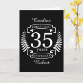 Carte 35e ANNIVERSAIRE Mariage JADE / CORAL (Fleur jaune)