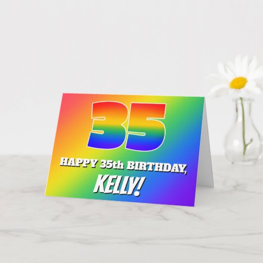 Carte 35e anniversaire : Motif Rainbow multicolore # 35 (Petite plante)