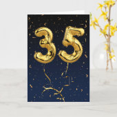 Carte 35e anniversaire Mylar Ballons et Confetti (Fleur jaune)