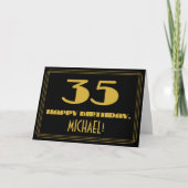 Carte 35e anniversaire : Nom + Art Déco Inspiré Look "35 (Devant)