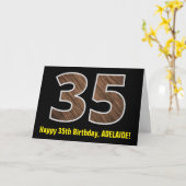 Carte 35e Anniversaire : Nom + Motif Imitation Grain de  (Fleur jaune)