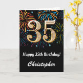 Carte 35e anniversaire Rainbow Fireworks noir et or (Fleur jaune)