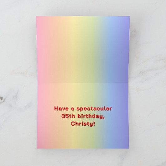 Carte 35e anniversaire : Rainbow Text, Custom Photos & N (Intérieur)