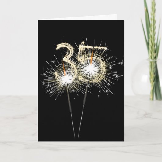 Carte 35e anniversaire Sparklers sur Noir (Devant)