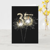 Carte 35e anniversaire Sparklers sur Noir (Fleur jaune)