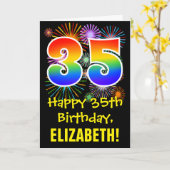 Carte 35ème anniversaire : Fun Fireworks Motif + Rainbow (Fleur jaune)