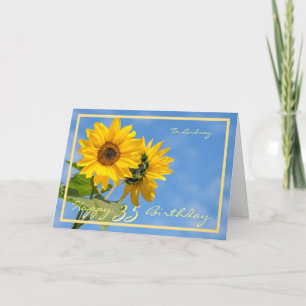 Carte 35ème Anniversaire Lindsay Sunflowers Elégant Gold