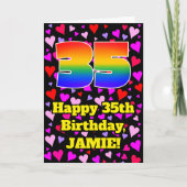 Carte 35th Birthday: Loving Hearts Pattern, Rainbow # 35 (Devant)