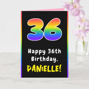 Carte 36e anniversaire : Arc-en-ciel coloré # 36, Nom pe