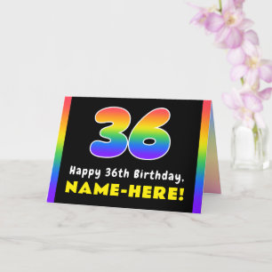 Carte 36e anniversaire : Arc-en-ciel coloré # 36, Nom pe