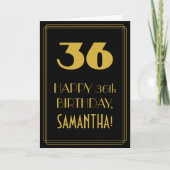 Carte 36e anniversaire ~ Art Déco Inspiré Look "36" & No (Devant)