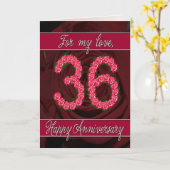 Carte 36e anniversaire avec rose et feuille (Fleur jaune)