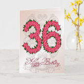 Carte 36e anniversaire avec roses et feuilles (Fleur jaune)