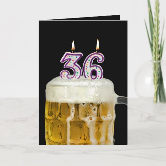 Carte 36e Anniversaire Bière en noir (Devant)