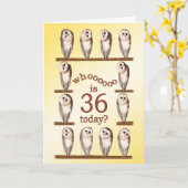Carte 36e anniversaire, Curious owls card. (Fleur jaune)