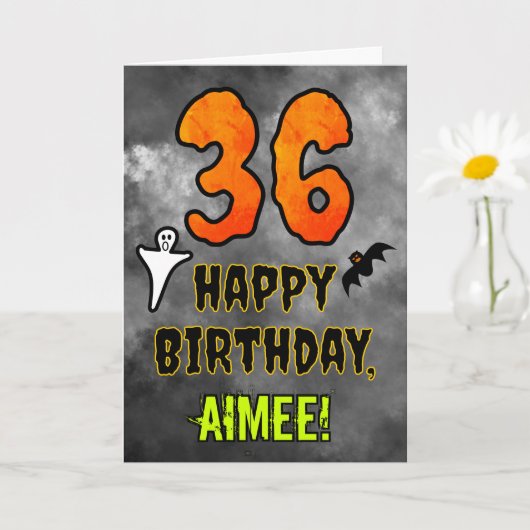 Carte 36e anniversaire : Eerie Halloween Thème + Nom per (Petite plante)