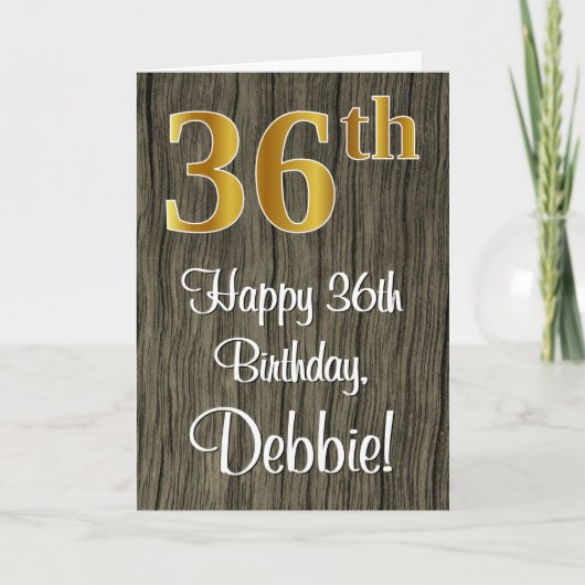 Carte 36e anniversaire : Elégant Faux Gold Look #, Faux  (Devant)