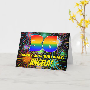 Carte 36e anniversaire : Feu d'artifice festif amusant e