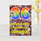 Carte 36e anniversaire; feuilles d'automne rustiques; ar (Fleur jaune)