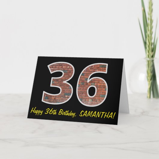 Carte 36e anniversaire - Motif de mur de briques "36" av (Devant)