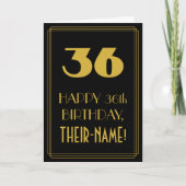 Carte 36e Anniversaire – Rétro, Style Art Déco "36" & No (Devant)