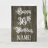 Carte 36e Birthday: Fancy, Elegant Text; Faux Wood Look (Devant)