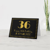 Carte 36ème anniversaire : Art Déco Inspiré Look "36" + (Devant)