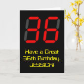 Carte 36ème anniversaire : Rouge Digital Horloge Style " (Fleur jaune)