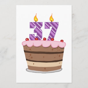 Carte 37 ans sur le gâteau d'anniversaire