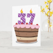 Carte 37 ans sur le gâteau d'anniversaire (Fleur jaune)