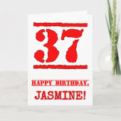 Carte 37e anniversaire : Amusant, Timbre en caoutchouc r (Devant)