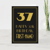 Carte 37e anniversaire - Art Déco Inspiré Look "37" & No (Devant)