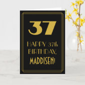 Carte 37e anniversaire ~ Art Déco Inspiré Look "37" & No (Fleur jaune)