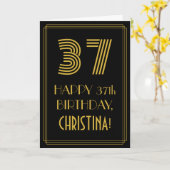 Carte 37e anniversaire : Art Déco Inspiré Look "37" & No (Fleur jaune)