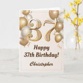 Carte 37e anniversaire Ballons d'or et Confetti Annivers (Fleur jaune)