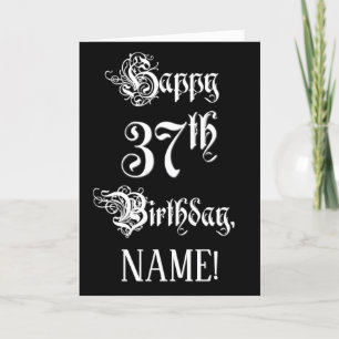 Carte 37e anniversaire : Fancy, Elegant Script + Nom per