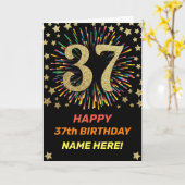 Carte 37e anniversaire Feu d'artifice Rainbow Gold Fun (Fleur jaune)