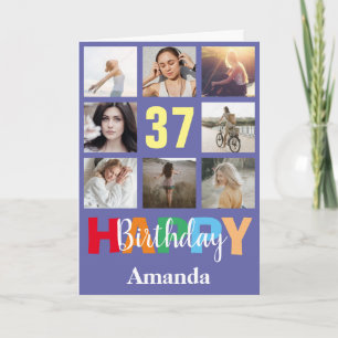 Carte 37e anniversaire heureux Collage photo moderne