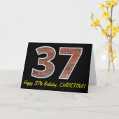Carte 37e anniversaire - Motif de mur de briques "37" av (Fleur jaune)
