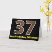 Carte 37e anniversaire : Nom + Faux Motif de céréales en (Fleur jaune)