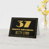 Carte 37e anniversaire : Nom + Représentation Art Déco I (Fleur jaune)
