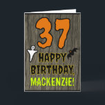 Carte 37e anniversaire : thème Halloween épouvantable, n<br><div class="desc">Le recto de cette carte d'anniversaire effrayante et terrifiante sur le thème d'Halloween représente un grand nombre "37". Il comporte également le message "Joyeux Anniversaire, " ainsi qu'un nom personnalisé. Il y a aussi des représentations d'un fantôme et d'une chauve-souris sur le recto. L'intérieur comporte un message de vœux d'anniversaire...</div>