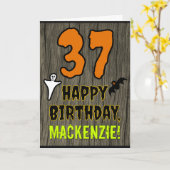 Carte 37e anniversaire : thème Halloween épouvantable, n (Fleur jaune)