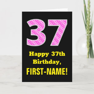Carte 37ème anniversaire : Pink Stripes and Hearts "37" 