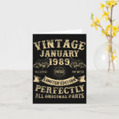 Carte 37th Birthday For Men January 1989 37 Year Old Bda (Fleur jaune)