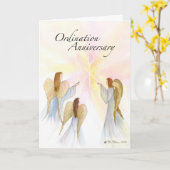 Carte 3849 Anniversaire de l'ordination avec anges (Fleur jaune)