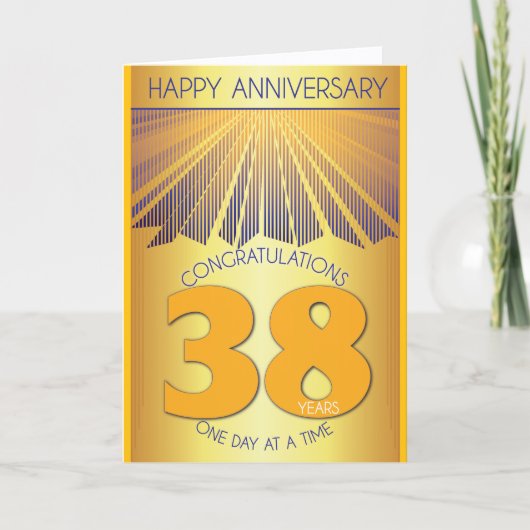 Carte 38 Year Sober Anniversary | Golden Ray 12 Step  (Devant)