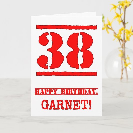 Carte 38e anniversaire : Amusant, Timbre en caoutchouc r (Fleur jaune)